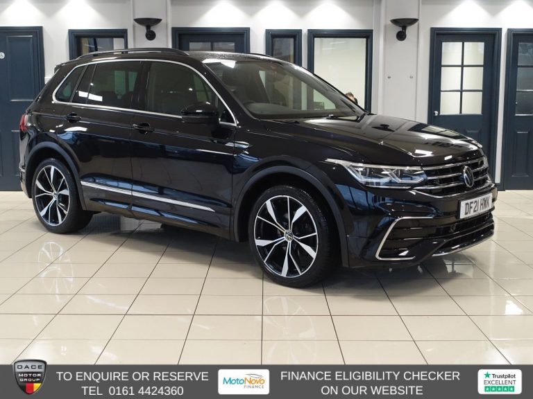 Used 2021 BLACK VOLKSWAGEN TIGUAN SUV 1.5 TSI R-Line SUV 5dr Petrol DSG Euro 6 (s/s) (150 ps) PETROL (reg. 2021-05-25) (Automatic) for sale in Stockport
