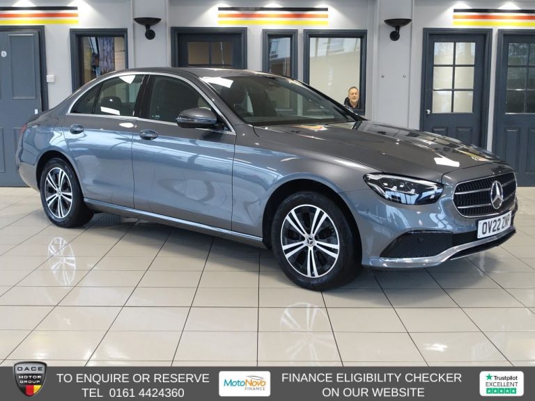 Used 2022 GREY MERCEDES-BENZ E-CLASS Saloon 2.0 E200h MHEV Sport Saloon 4dr Petrol Hybrid G-Tronic+ Euro 6 (s/s) (211 ps) PETROL HYBRID (reg. 2022-06-01) (Automatic) for sale in Stockport