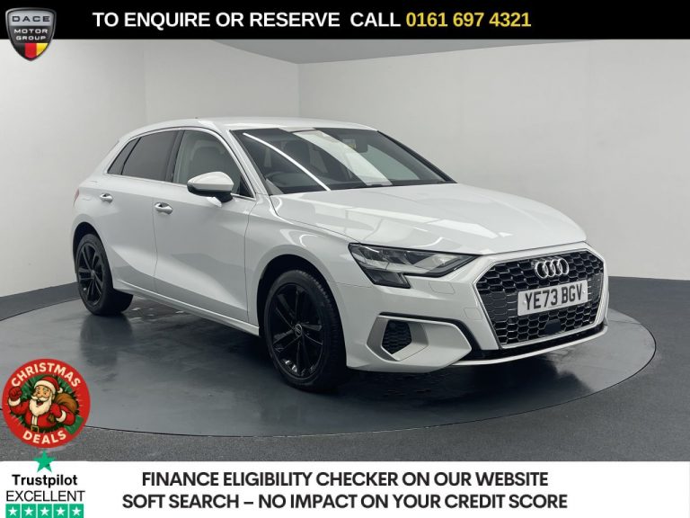 Used 2023 WHITE AUDI A3 Hatchback 1.0 TFSI 30 Sport Sportback 5dr Petrol S Tronic Euro 6 (s/s) (110 ps) PETROL (reg. 2023-10-13) (Automatic) for sale in Stockport