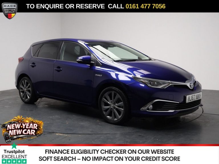 Used 2017 BLUE TOYOTA AURIS Hatchback 1.8 VVT-h Excel Hatchback 5dr Petrol Hybrid CVT Euro 6 (s/s) (Safety Sense) (136 ps) PETROL HYBRID (reg. 2017-10-31) (Automatic) for sale in Stockport