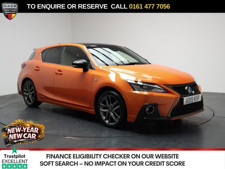 Used 2019 ORANGE LEXUS CT Hatchback 1.8 200h F Sport Hatchback 5dr Petrol Hybrid E-CVT Euro 6 (s/s) (136 ps) PETROL HYBRID (reg. 2019-07-31) (Automatic) for sale in Stockport