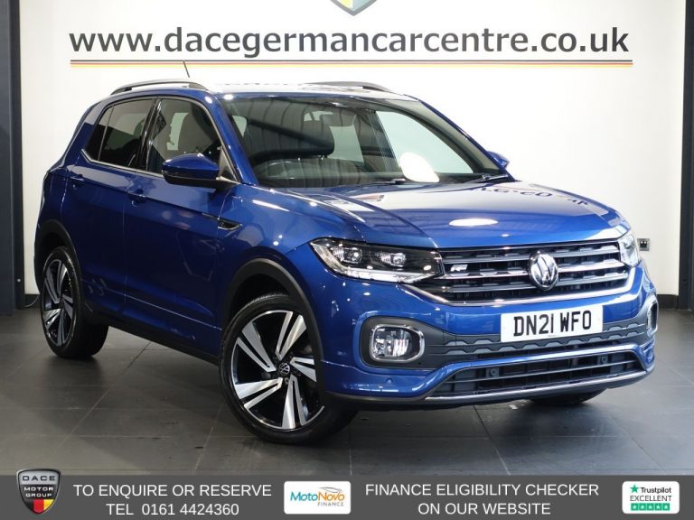 Used 2021 BLUE VOLKSWAGEN T-CROSS SUV 1.0 TSI R-Line SUV 5dr Petrol DSG Euro 6 (s/s) (110 ps) PETROL (reg. 2021-06-29) (Automatic) for sale in Stockport
