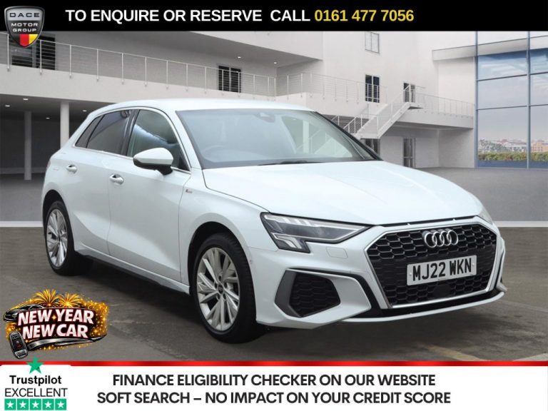 Used 2022 WHITE AUDI A3 Hatchback 1.4 TFSIe 40 S line Sportback 5dr Petrol Plug-in Hybrid S Tronic Euro 6 (s/s) 13kWh (204 ps) PETROL PLUG-IN HYBRID (reg. 2022-05-19) (Automatic) for sale in Stockport