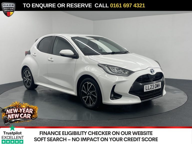 Used 2023 WHITE TOYOTA YARIS Hatchback 1.5 VVT-h Design Hatchback 5dr Petrol Hybrid E-CVT Euro 6 (s/s) (116 ps) PETROL HYBRID (reg. 2023-04-28) (Automatic) for sale in Stockport