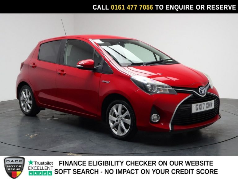 Used 2017 RED TOYOTA YARIS Hatchback 1.5 VVT-h Excel Hatchback 5dr Petrol Hybrid E-CVT Euro 6 (s/s) (15in Alloy) (100 ps) PETROL HYBRID (reg. 2017-03-06) (Automatic) for sale in Stockport