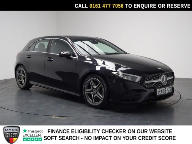 Used 2018 BLACK MERCEDES-BENZ A-CLASS Hatchback 2.0 A250 AMG Line (Premium) Hatchback 5dr Petrol 7G-DCT Euro 6 (s/s) (224 ps) PETROL (reg. 2018-11-13) (Automatic) for sale in Stockport