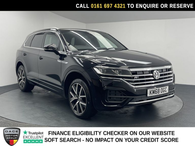 Used 2018 BLACK VOLKSWAGEN TOUAREG SUV 3.0 TDI V6 R-Line SUV 5dr Diesel Tiptronic 4Motion Euro 6 (s/s) (286 ps) DIESEL (reg. 2018-10-22) (Automatic) for sale in Stockport