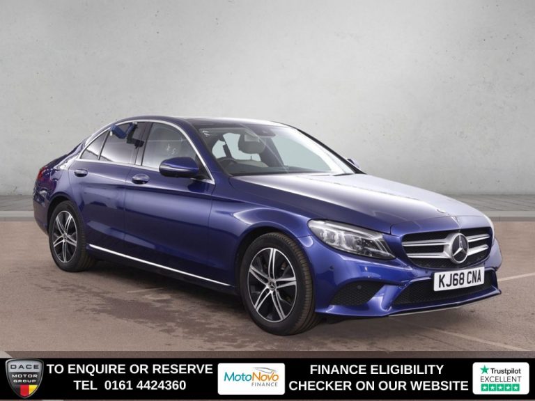 Used 2018 BLUE MERCEDES-BENZ C-CLASS Saloon 1.5 C200 MHEV EQ Boost Sport (Premium Plus) Saloon 4dr Petrol G-Tronic+ Euro 6 (s/s) (198 ps) PETROL (reg. 2018-12-31) (Automatic) for sale in Stockport