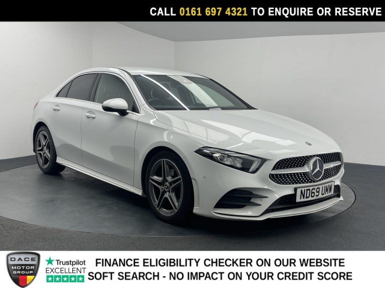 Used 2020 WHITE MERCEDES-BENZ A-CLASS Saloon 1.5 A180d AMG Line (Executive) Saloon 4dr Diesel 7G-DCT Euro 6 (s/s) (116 ps) DIESEL (reg. 2020-01-08) (Automatic) for sale in Stockport
