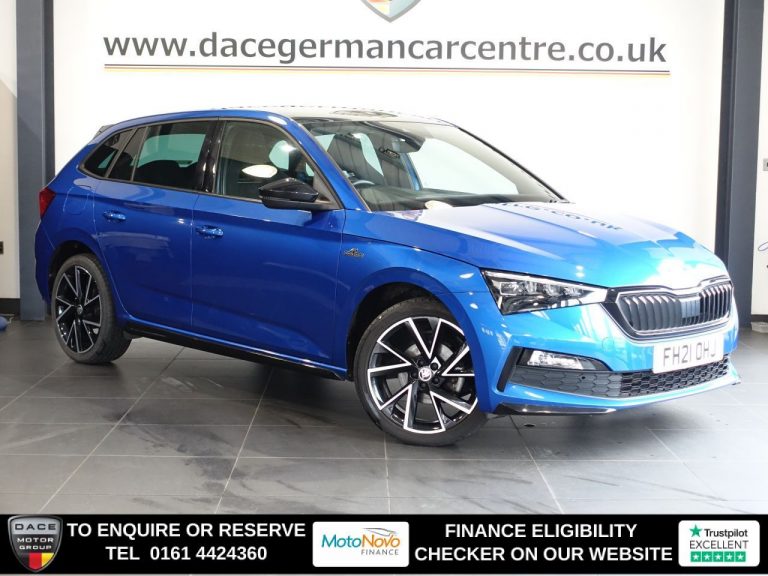 Used 2021 BLUE SKODA SCALA Hatchback 1.0 TSI Monte Carlo Hatchback 5dr Petrol DSG Euro 6 (s/s) (110 ps) PETROL (reg. 2021-07-30) (Automatic) for sale in Stockport