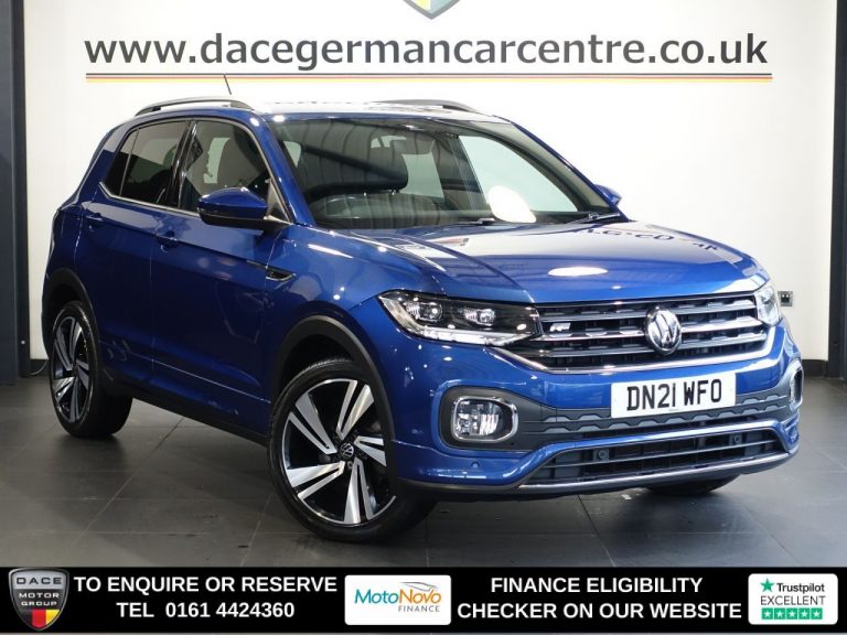 Used 2021 BLUE VOLKSWAGEN T-CROSS SUV 1.0 TSI R-Line SUV 5dr Petrol DSG Euro 6 (s/s) (110 ps) PETROL (reg. 2021-06-29) (Automatic) for sale in Stockport