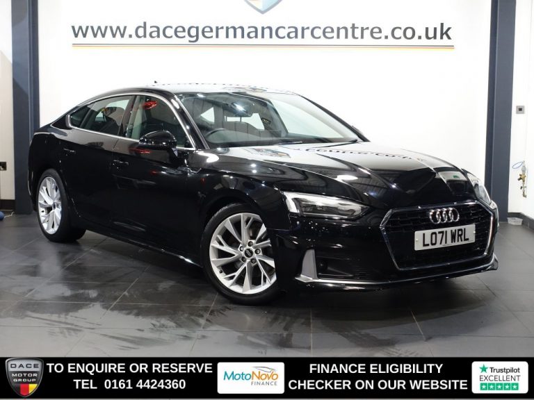 Used 2022 BLACK AUDI A5 Hatchback 2.0 TFSI 35 Sport Sportback 5dr Petrol S Tronic Euro 6 (s/s) (150 ps) PETROL (reg. 2022-02-01) (Automatic) for sale in Stockport