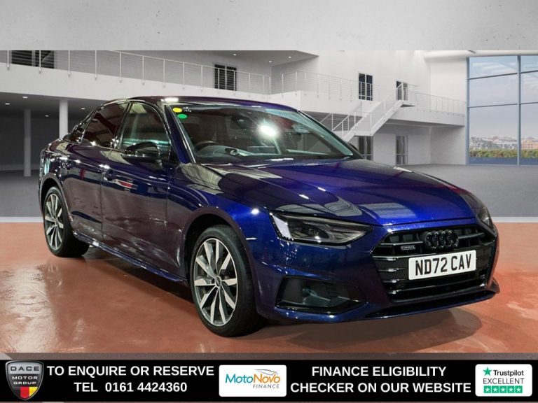 Used 2022 BLUE AUDI A4 Saloon 2.0 TDI 40 Sport Edition Saloon 4dr Diesel S Tronic quattro Euro 6 (s/s) (204 ps) DIESEL (reg. 2022-10-28) (Automatic) for sale in Stockport