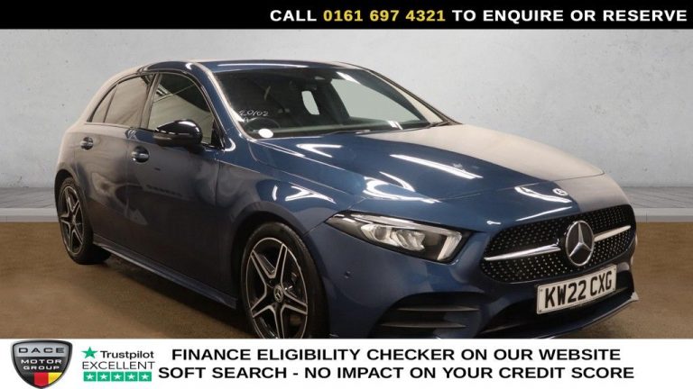 Used 2022 BLUE MERCEDES-BENZ A-CLASS Hatchback 1.3 A200 AMG Line (Executive) Hatchback 5dr Petrol 7G-DCT Euro 6 (s/s) (163 ps) PETROL (reg. 2022-07-25) (Automatic) for sale in Stockport