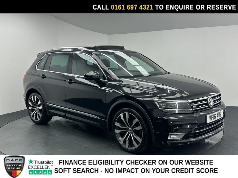 Used 2016 BLACK VOLKSWAGEN TIGUAN SUV 2.0 TSI BlueMotion Tech R-Line SUV 5dr Petrol DSG 4Motion Euro 6 (s/s) (180 ps) PETROL (reg. 2016-08-17) (Automatic) for sale in Stockport