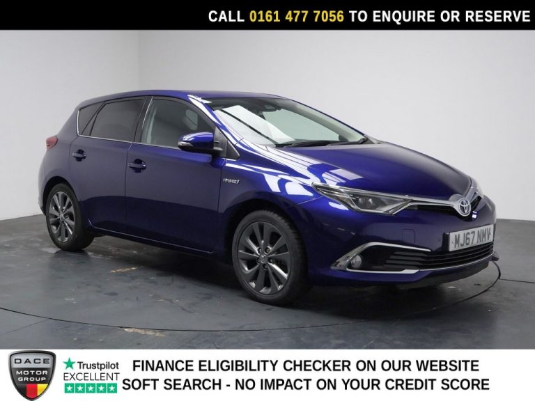 Used 2017 BLUE TOYOTA AURIS Hatchback 1.8 VVT-h Excel Hatchback 5dr Petrol Hybrid CVT Euro 6 (s/s) (Safety Sense) (136 ps) PETROL HYBRID (reg. 2017-10-31) (Automatic) for sale in Stockport