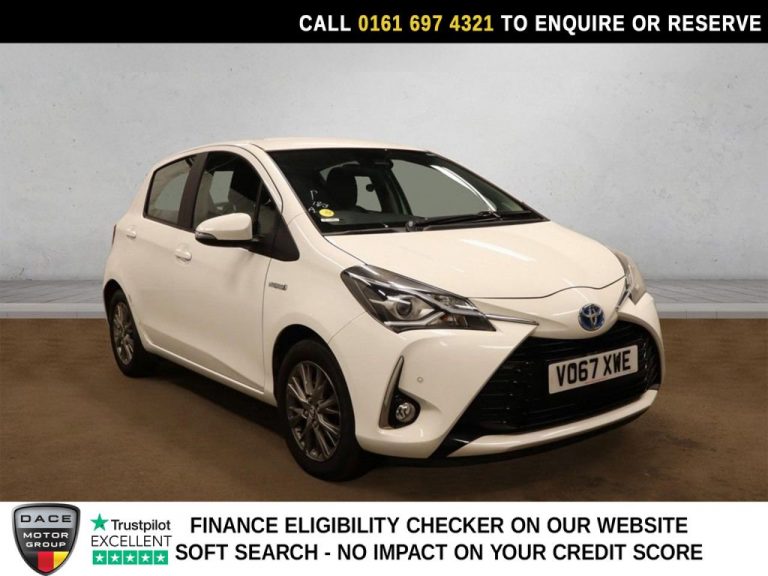 Used 2017 WHITE TOYOTA YARIS Hatchback 1.5 VVT-h Icon Tech Hatchback 5dr Petrol Hybrid E-CVT Euro 6 (s/s) (100 ps) PETROL HYBRID (reg. 2017-11-16) (Automatic) for sale in Stockport