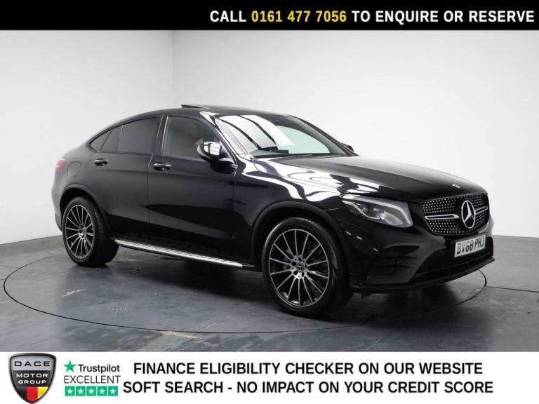 Used 2018 BLACK MERCEDES-BENZ GLC SUV 2.1 GLC220d AMG Line (Premium Plus) Coupe 5dr Diesel G-Tronic+ 4MATIC Euro 6 (s/s) (170 ps) DIESEL (reg. 2018-09-01) (Automatic) for sale in Stockport