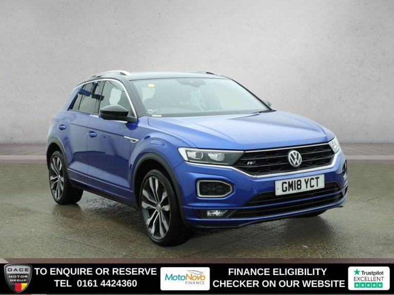 Used 2018 BLUE VOLKSWAGEN T-ROC SUV 1.5 TSI EVO R-Line SUV 5dr Petrol DSG Euro 6 (s/s) (150 ps) PETROL (reg. 2018-07-13) (Automatic) for sale in Stockport