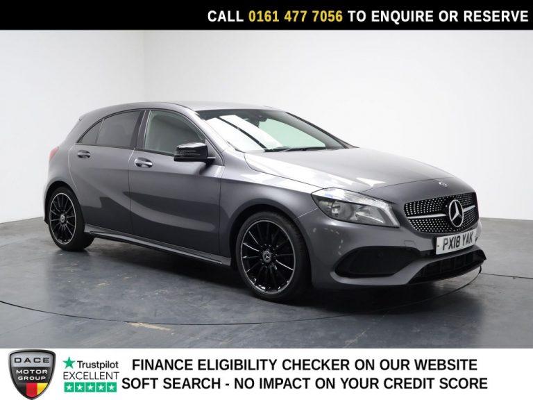 Used 2018 GREY MERCEDES-BENZ A-CLASS Hatchback 1.6 A200 AMG Line Hatchback 5dr Petrol 7G-DCT Euro 6 (s/s) (156 ps) PETROL (reg. 2018-03-27) (Automatic) for sale in Stockport