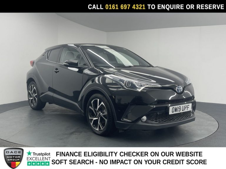 Used 2019 BLACK TOYOTA C-HR SUV 1.8 VVT-h Design SUV 5dr Petrol Hybrid CVT Euro 6 (s/s) (122 ps) PETROL HYBRID (reg. 2019-08-08) (Automatic) for sale in Stockport