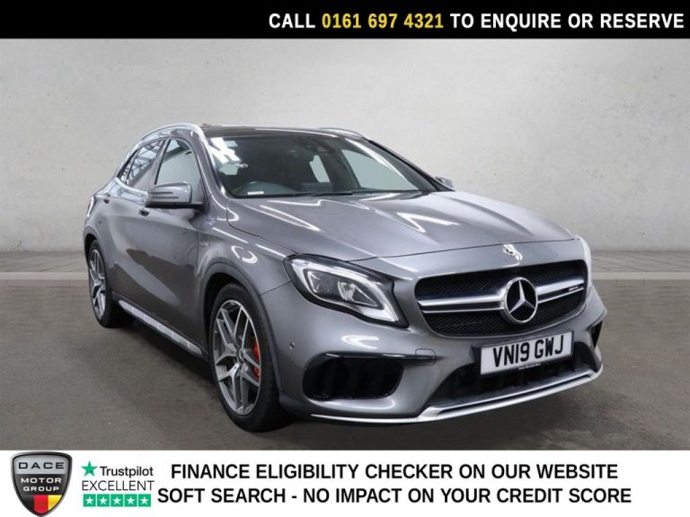 Used 2019 GREY MERCEDES-BENZ GLA SUV 2.0 GLA45 AMG SUV 5dr Petrol SpdS DCT 4MATIC Euro 6 (s/s) (360 ps) PETROL (reg. 2019-03-27) (Automatic) for sale in Stockport