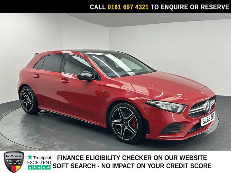 Used 2019 RED MERCEDES-BENZ A-CLASS Hatchback 2.0 A35 AMG (Executive) Hatchback 5dr Petrol SpdS DCT 4MATIC Euro 6 (s/s) (306 ps) PETROL (reg. 2019-12-27) (Automatic) for sale in Stockport