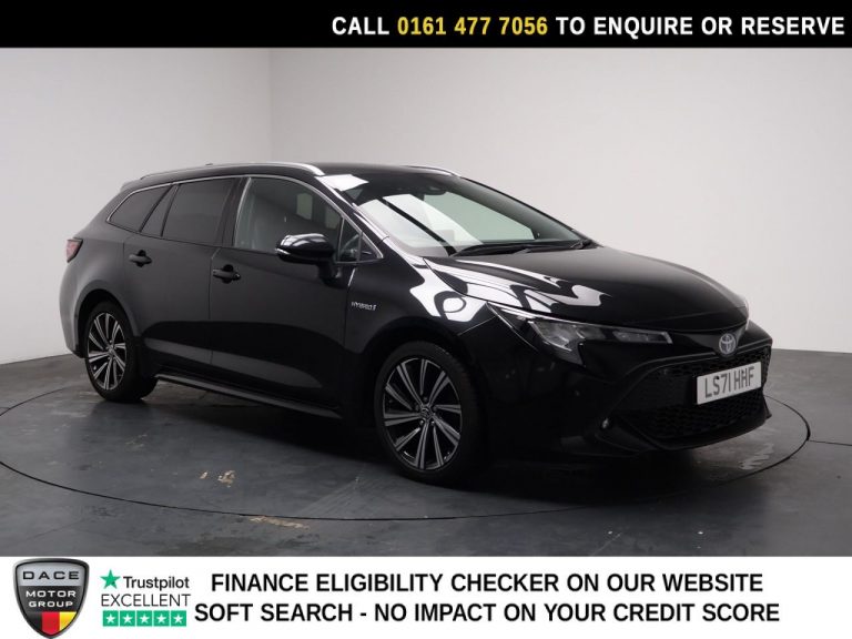 Used 2021 BLACK TOYOTA COROLLA Estate 1.8 VVT-h GPF Design Touring Sports 5dr Petrol Hybrid CVT Euro 6 (s/s) (122 ps) PETROL HYBRID (reg. 2021-10-21) (Automatic) for sale in Stockport