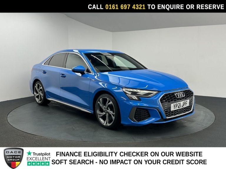 Used 2021 BLUE AUDI A3 Saloon 1.5 TFSI 35 S line Saloon 4dr Petrol S Tronic Euro 6 (s/s) (150 ps) PETROL (reg. 2021-04-09) (Automatic) for sale in Stockport