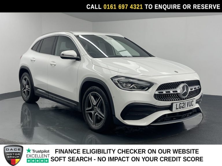 Used 2021 WHITE MERCEDES-BENZ GLA SUV 1.3 GLA200 AMG Line (Executive) SUV 5dr Petrol 7G-DCT Euro 6 (s/s) (163 ps) PETROL (reg. 2021-03-13) (Automatic) for sale in Stockport