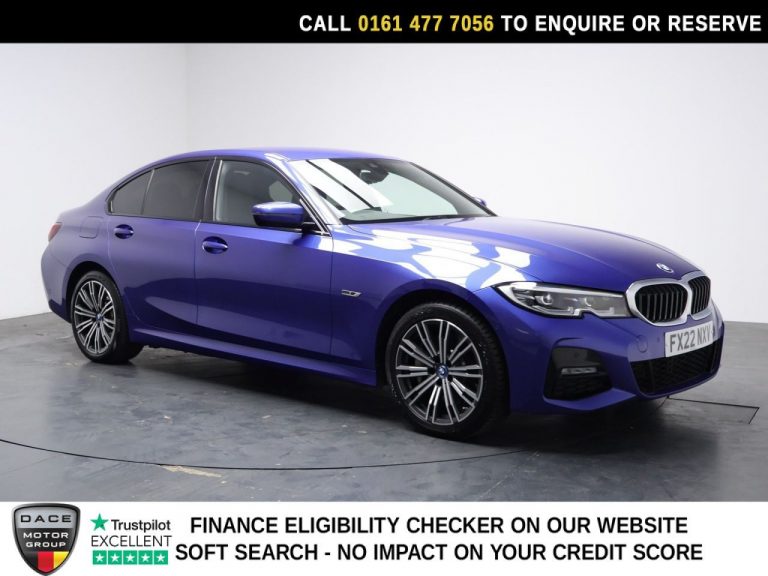 Used 2022 BLUE BMW 3 SERIES Saloon 2.0 330e 12kWh M Sport Saloon 4dr Petrol Plug-in Hybrid Auto Euro 6 (s/s) (292 ps) PETROL PLUG-IN HYBRID (reg. 2022-03-01) (Automatic) for sale in Stockport