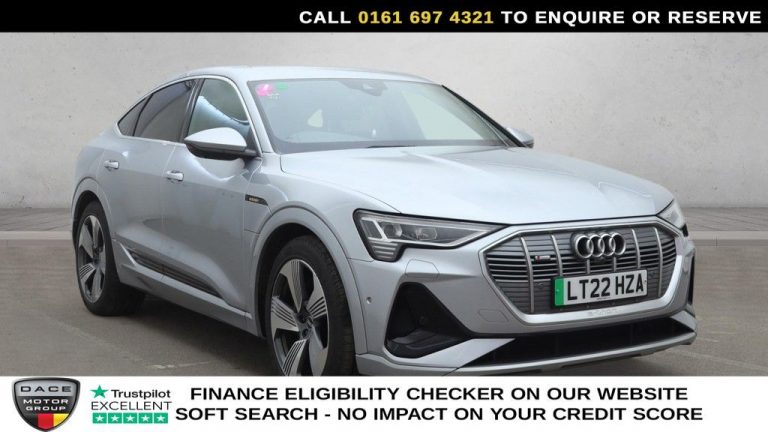 Used 2022 SILVER AUDI E-TRON SUV 55 S line Sportback 5dr Electric Auto quattro 95kWh (11kW Charger) (408 ps) ELECTRIC (reg. 2022-03-15) (Automatic) for sale in Stockport