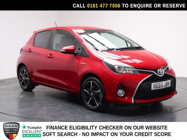 Used 2015 RED TOYOTA YARIS Hatchback 1.5 VVT-h Design Hatchback 5dr Petrol Hybrid E-CVT Euro 6 (101 ps) PETROL HYBRID (reg. 2015-12-31) (Automatic) for sale in Stockport