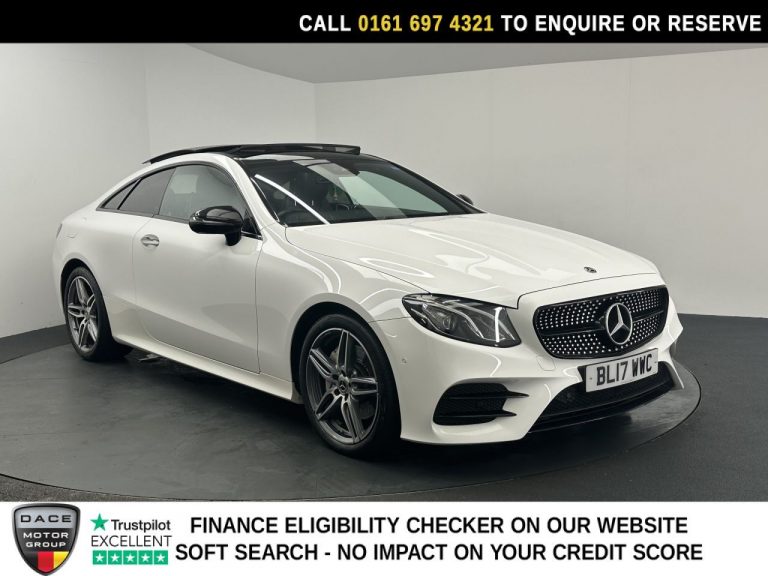 Used 2017 WHITE MERCEDES-BENZ E-CLASS Coupe 2.0 E220d AMG Line (Premium) Coupe 2dr Diesel G-Tronic+ Euro 6 (s/s) (194 ps) DIESEL (reg. 2017-05-31) (Automatic) for sale in Stockport