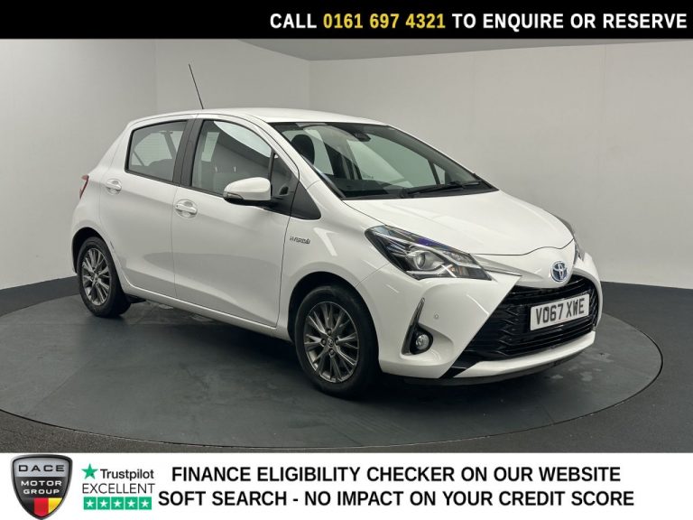 Used 2017 WHITE TOYOTA YARIS Hatchback 1.5 VVT-h Icon Tech Hatchback 5dr Petrol Hybrid E-CVT Euro 6 (s/s) (100 ps) PETROL HYBRID (reg. 2017-11-16) (Automatic) for sale in Stockport