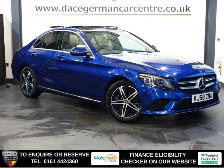 Used 2018 BLUE MERCEDES-BENZ C-CLASS Saloon 1.5 C200 MHEV EQ Boost Sport (Premium Plus) Saloon 4dr Petrol G-Tronic+ Euro 6 (s/s) (198 ps) PETROL (reg. 2018-12-31) (Automatic) for sale in Stockport
