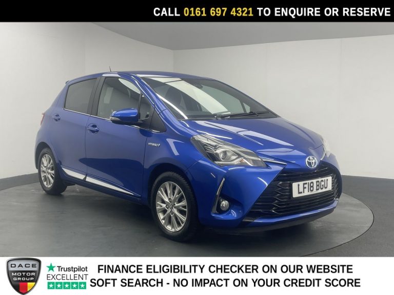 Used 2018 BLUE TOYOTA YARIS Hatchback 1.5 VVT-h Excel Hatchback 5dr Petrol Hybrid E-CVT Euro 6 (s/s) (15in Alloy) (100 ps) PETROL HYBRID (reg. 2018-03-15) (Automatic) for sale in Stockport