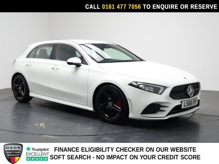 Used 2018 WHITE MERCEDES-BENZ A-CLASS Hatchback 2.0 A250 AMG Line Hatchback 5dr Petrol 7G-DCT Euro 6 (s/s) (224 ps) PETROL (reg. 2018-09-29) (Automatic) for sale in Stockport