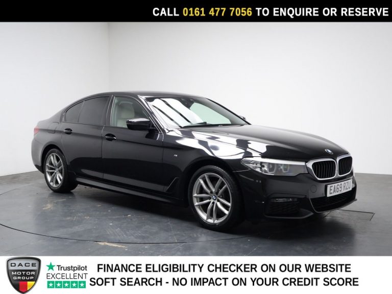 Used 2019 BLACK BMW 5 SERIES Saloon 2.0 520d MHT M Sport Saloon 4dr Diesel Hybrid Auto Euro 6 (s/s) (190 ps) DIESEL HYBRID (reg. 2019-12-19) (Automatic) for sale in Stockport