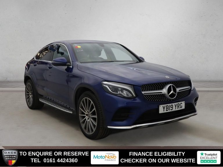 Used 2019 BLUE MERCEDES-BENZ GLC SUV 2.0 GLC250 AMG Line Coupe 5dr Petrol G-Tronic+ 4MATIC Euro 6 (s/s) (211 ps) PETROL (reg. 2019-05-09) (Automatic) for sale in Stockport