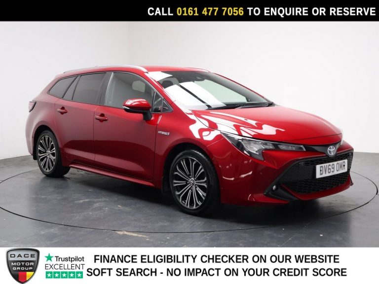 Used 2019 RED TOYOTA COROLLA Estate 2.0 VVT-h Design Touring Sports 5dr Petrol Hybrid CVT Euro 6 (s/s) (184 ps) PETROL HYBRID (reg. 2019-10-17) (Automatic) for sale in Stockport