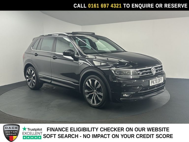 Used 2020 BLACK VOLKSWAGEN TIGUAN SUV 2.0 TDI R-Line Tech SUV 5dr Diesel DSG Euro 6 (s/s) (150 ps) DIESEL (reg. 2020-10-23) (Automatic) for sale in Stockport