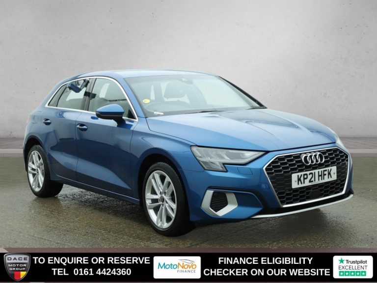 Used 2021 BLUE AUDI A3 Hatchback 1.0 TFSI 30 Sport Sportback 5dr Petrol S Tronic Euro 6 (s/s) (110 ps) PETROL (reg. 2021-04-15) (Automatic) for sale in Stockport