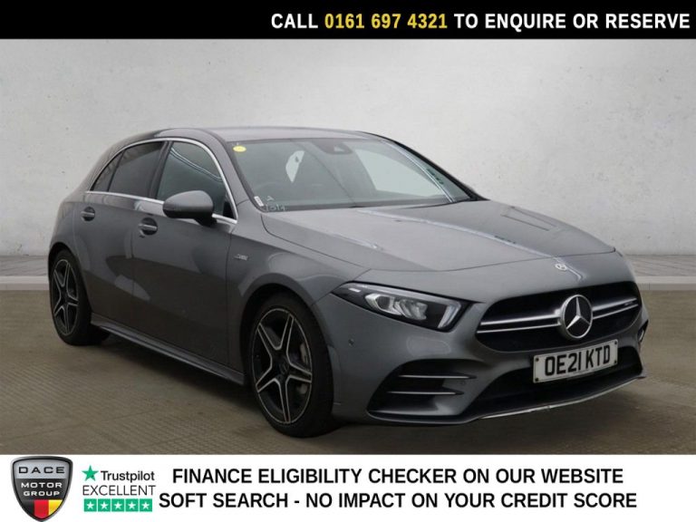 Used 2021 GREY MERCEDES-BENZ A-CLASS Hatchback 2.0 A35 AMG (Executive) Hatchback 5dr Petrol SpdS DCT 4MATIC Euro 6 (s/s) (306 ps) PETROL (reg. 2021-06-04) (Automatic) for sale in Stockport