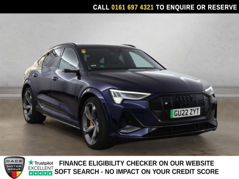 Used 2022 BLUE AUDI e-tron S SUV Vorsprung Sportback 5dr Electric Auto quattro 95kWh (11kW Charger) (503 ps) ELECTRIC (reg. 2022-04-21) (Automatic) for sale in Stockport