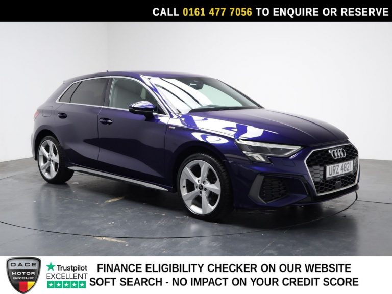 Used 2023 BLUE AUDI A3 Hatchback 1.4 TFSIe 40 S line Sportback 5dr Petrol Plug-in Hybrid S Tronic Euro 6 (s/s) 13kWh (204 ps) PETROL PLUG-IN HYBRID (reg. 2023-03-28) (Automatic) for sale in Stockport