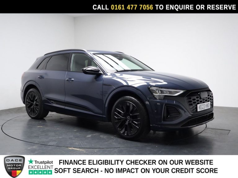 Used 2023 BLUE AUDI Q8 E-TRON SUV 55 Black Edition SUV 5dr Electric Auto quattro 114kWh (11kW Charger) (408 ps) ELECTRIC (reg. 2023-06-30) (Automatic) for sale in Stockport