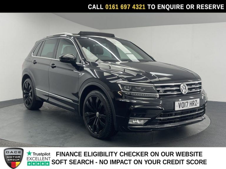 Used 2017 BLACK VOLKSWAGEN TIGUAN SUV 2.0 TDI BlueMotion Tech R-Line SUV 5dr Diesel DSG 4Motion Euro 6 (s/s) (150 ps) DIESEL (reg. 2017-03-27) (Automatic) for sale in Stockport