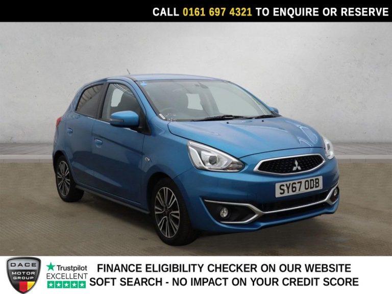 Used 2017 BLUE MITSUBISHI MIRAGE Hatchback 1.2 Juro Hatchback 5dr Petrol CVT Euro 6 (s/s) (79 ps) PETROL (reg. 2017-09-27) (Automatic) for sale in Stockport