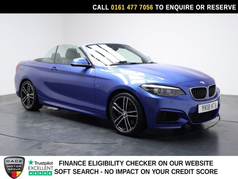 Used 2018 BLUE BMW 2 SERIES Convertible 1.5 218i M Sport Convertible 2dr Petrol Auto Euro 6 (s/s) (136 ps) PETROL (reg. 2018-03-28) (Automatic) for sale in Stockport